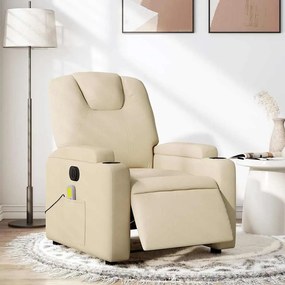 Poltrona Reclinabile Massaggiante Elettrica Crema İn Tessuto /