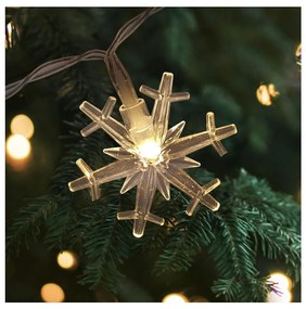 Catena luminosa natalizia LED per esterni 20xLED/2xAA 2,2 m IP44 bianco caldo con fiocchi di neve