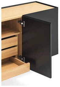 Cassettiera bassa nera effetto rovere 165x78 cm Arista - Teulat