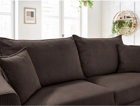 Divano marrone allungabile con rivestimento in velluto a coste 225 cm Augustin – Bobochic Paris