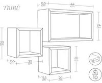 Mensole a cubo da parete Set di 3 pz componibile colore Nero mod. Trib