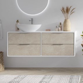 Kamalu - mobile bagno 135cm bicolore con 4 cassetti scorrevoli spr-135d