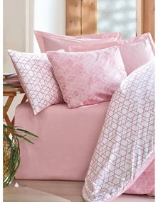Set copripiumino e federa bianco/rosa in cotone renforcé per letto singolo 140x200 cm Soft Geometry – Mila Home Luxury