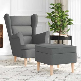 Poltrona Con Poggiapiedi Grigio Scuro İn Tessuto /