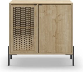 Cassettiera bassa in rovere decorato in colore naturale 80x80 cm Inca - Marckeric