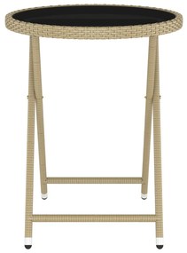 Set Bistrot da Giardino 5 pz Polyrattan e Vetro Temperato Beige