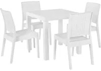 Set da pranzo da giardino Tavolo quadrato bianco 80 x 80 cm 4 sedie impilabili 4 posti minimalista