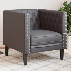 Poltrona Chesterfield Grigia İn Similpelle /