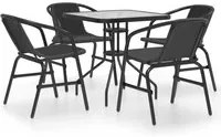 Set Mobili da Pranzo per Giardino 5 pz Nero cod mxl 63695