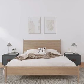Comodini 2 pz grigi 40x34x35 cm in legno massello di pino