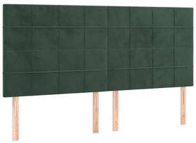 Testiera a led verde scuro 200x5x118/128 cm in velluto