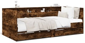 Divano letto con cassetti rovere fumo 90x200 cm multistrato