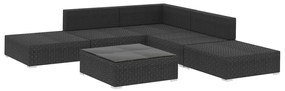 Set divani da giardino 6 pz con cuscini in polyrattan nero