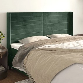 Testiera Ad Orecchio Verde Scuro 163x16x118/128 Cm İn Velluto /