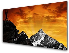 Quadro su vetro acrilico Paesaggio di montagne 100x50 cm