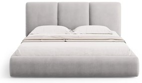 Letto matrimoniale imbottito grigio chiaro con contenitore con griglia 140x200 cm Brody - Mazzini Beds