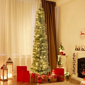 Costway Albero di Natale artificiale con aghi di pino 235 punte e 105 luci a incandescenza, Albero di Natale 180cm