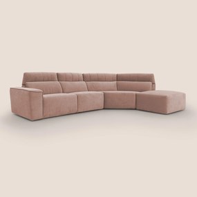 Clark Divano angolare con opzione relax elettrico in tessuto smacchiabile impermeabile T17 rosa