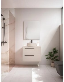 Mobile da bagno sotto lavabo VISOBATH Mia beige laccato opaco L 70 x H 55 x P 39.5 cm 2 cassetti, lavabo posizionabile centralmente non incluso