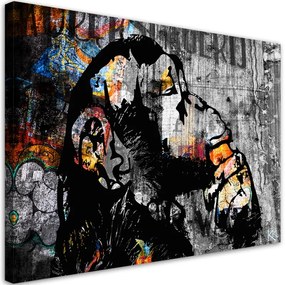 Quadro su tela, Street Art Banky Monkey Abstraction  Dimensioni 100x70