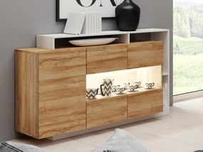 Credenza 3 ante e 3 nicchie con LED Naturale e Bianco - IDESIA