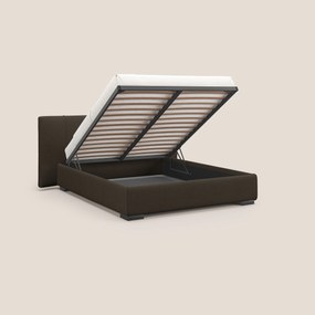 Omero letto imbottito contenitore sfoderabile in tessuto fiammato impermeabile T14 marrone