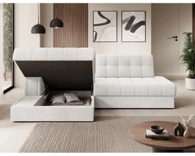 Divano angolare color crema allungabile (con penisola a sinistra/con chaise lounge) con rivestimento in bouclé Blezalt – ELTAP