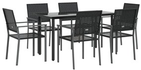 Set da pranzo da giardino 7 pz in polyrattan e acciaio