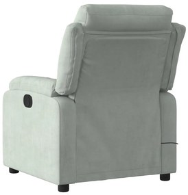 Poltrona massaggiante reclinabile grigio chiaro in velluto
