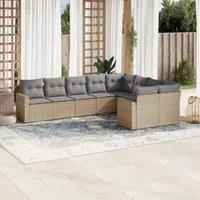 Set Divano da Giardino 9 pz con Cuscini Beige in Polyrattan 3219429