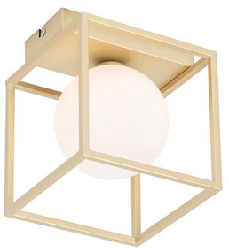 Plafoniera di design oro con vetro bianco - Aniek