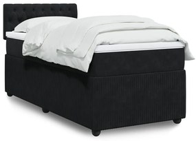 Giroletto A Molle Con Materasso Nero 80x200 Cm İn Velluto /