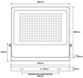 Faro LED 300W IP65, 125lm/W - chip LED Black Colore Bianco Freddo 5.700K