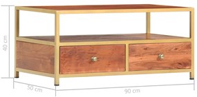 Tavolino da Caffè 90x50x40 cm in Legno Massello di Acacia