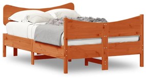 Letto Senza Materasso Marrone Cera 120x190 Cm İn Legno Di Pino /