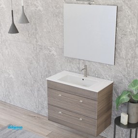 Mobile Bagno Sospeso "Unit Three" Da 81 Cm Composto Da Due Cassetti Finitura Medium Elm