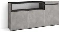 Credenza, Mobile soggiorno 150x75x35cm, 3 Porte, grande stoccaggio, Stile moderno colore Cemento