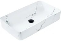 Lavabo da appoggio in ceramica bianca effetto marmo 610 x 350 mm Lavabo da bagno rettangolare stile Glam