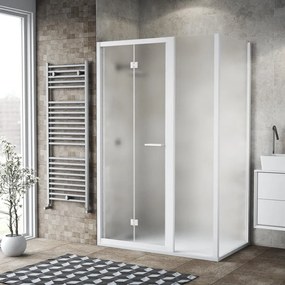 Porta doccia rettangolare Record 110 x 80 cm, H 195 cm in vetro, spessore 6 mm satinato bianco