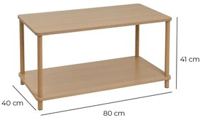 Tavolino da salotto di colore naturale 40x80 cm Gaia – Casa Selección