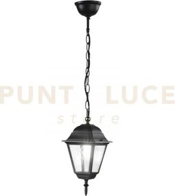Sospensione roma nera 1 luce attacco e27 ip44 14,6x14,6x97cm