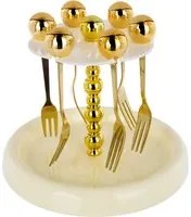 Set 6 forchettine dorate con stand Spiky Party