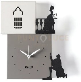 Orologio da parete di design romeo e giulietta fango,avorio,nero,nero