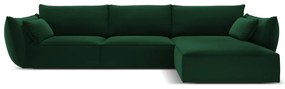 Divano angolare verde scuro (con penisola a destra/con chaise lounge) con rivestimento in velluto Vanda – Mazzini Sofas