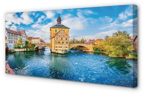 Quadro su tela Germania River Posa Città Vecchia 100x50 cm