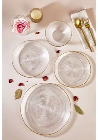 Set da tavola 24 pezzi in vetro trasparente con dettagli dorati