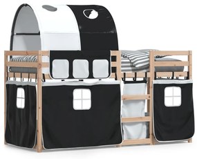 Letto A Castello Senza Materasso Bianco E Nero 80x200cm İn Pino /