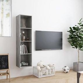 Libreria/mobile tv grigio cemento 143x30x36 cm