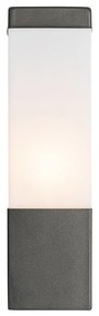 Lampada da parete per esterni moderna grigio scuro con opalina - Malios