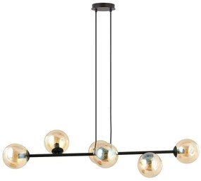 Lampadario a sospensione con filo ROSSI 6xE14/10W/230V nero/beige